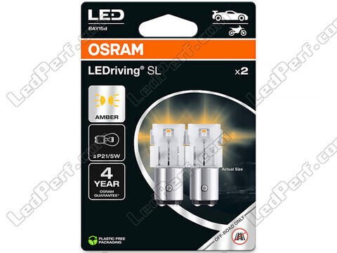 P21/5W amber LED bulbs Osram LEDriving® SL - BAY15d