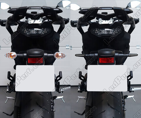 Comparative before and after installation Dynamic LED turn signals + brake lights for Honda CBR 1000 RR (2004 - 2005)