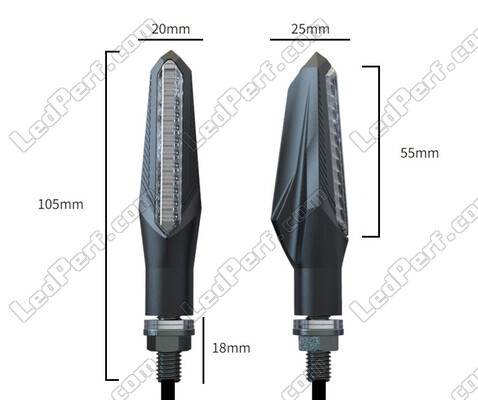 Overall dimensions of dynamic LED turn signals with Daytime Running Light for Kawasaki Ninja ZX-6R (1995 - 1997)