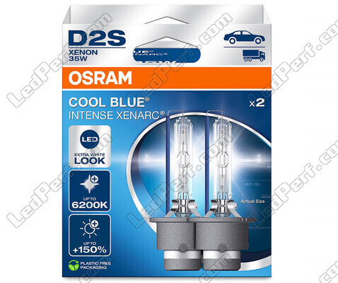 Pair of D2S Xenon Bulbs Osram Xenarc Cool Blue Intense 6200K in its packaging - 66240CBN-2HB